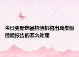 今日更新药品检验机构出具虚假检验报告的怎么处理