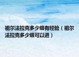祖尔法拉克多少级有经验（祖尔法拉克多少级可以进）