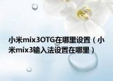 小米mix3OTG在哪里设置（小米mix3输入法设置在哪里）