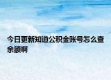 今日更新知道公积金账号怎么查余额啊