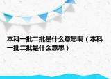 本科一批二批是什么意思啊（本科一批二批是什么意思）