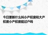 今日更新什么叫小产权房和大产权房小产权房能过户吗