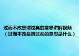 过而不改是谓过矣的意思讲解视频（过而不改是谓过矣的意思是什么）