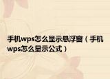 手机wps怎么显示悬浮窗（手机wps怎么显示公式）