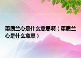 蕙质兰心是什么意思啊（蕙质兰心是什么意思）