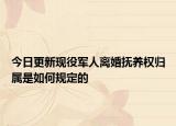 今日更新现役军人离婚抚养权归属是如何规定的
