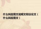 什么叫应用文说明文和议论文（什么叫应用文）