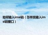 如何输入imsi码（怎样找输入imsi码窗口）