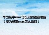 华为畅享max怎么设置语音唤醒（华为畅享max怎么返回）
