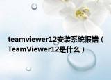 teamviewer12安装系统报错（TeamViewer12是什么）