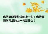 也傍桑阴学种瓜的上一句（也傍桑阴学种瓜的上一句是什么）