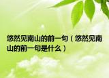 悠然见南山的前一句（悠然见南山的前一句是什么）
