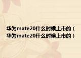 华为mate20什么时候上市的（华为mate20什么时候上市的）