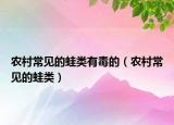 农村常见的蛙类有毒的（农村常见的蛙类）