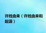 许姓由来（许姓由来和起源）