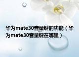 华为mate30音量键的功能（华为mate30音量键在哪里）