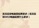 实况足球电脑版配置要求（实况足球2013电脑配置什么要求）