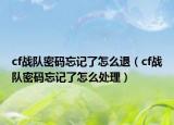 cf战队密码忘记了怎么退（cf战队密码忘记了怎么处理）