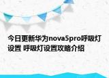 今日更新华为nova5pro呼吸灯设置 呼吸灯设置攻略介绍