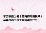 辛弃疾最出名十首诗词朗诵视频（辛弃疾最出名十首诗词是什么）