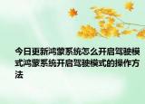 今日更新鸿蒙系统怎么开启驾驶模式鸿蒙系统开启驾驶模式的操作方法