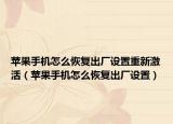 苹果手机怎么恢复出厂设置重新激活（苹果手机怎么恢复出厂设置）