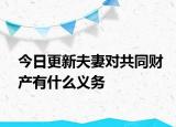 今日更新夫妻对共同财产有什么义务