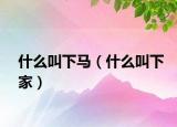 什么叫下马（什么叫下家）