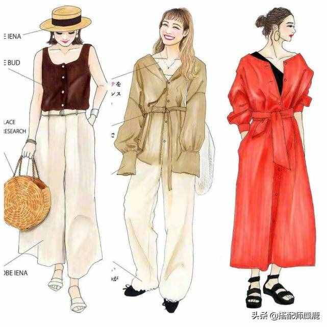 日本插画师春夏手绘穿搭，时髦又实用，每一套都是穿搭范本