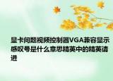 显卡问题视频控制器VGA兼容显示感叹号是什么意思精英中的精英请进