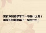 黑发不知勤学早下一句是什么呢（黑发不知勤学早下一句是什么）