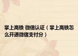 掌上高铁 微信认证（掌上高铁怎么开通微信支付分）