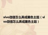 vivo微信怎么弄成黑色主题（vivo微信怎么弄成黑色主题）
