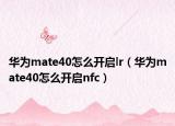 华为mate40怎么开启lr（华为mate40怎么开启nfc）