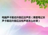 电脑声卡驱动升级后没声音（惠普笔记本声卡驱动升级后没有声音怎么处理）