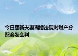 今日更新夫妻离婚法院对财产分配会怎么判