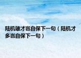 陆机雄才岂自保下一句（陆机才多岂自保下一句）