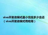 vivo开发者模式最小宽度多少合适（vivo开发者模式有啥用）