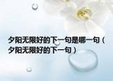 夕阳无限好的下一句是哪一句（夕阳无限好的下一句）