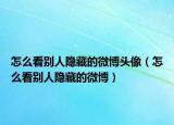 怎么看别人隐藏的微博头像（怎么看别人隐藏的微博）