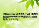 电脑common.dll丢失怎么安装（如果电脑里的commonlib.dll已经丢失,怎么重装?急!!!!!!!!!!!!!）