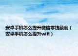 安卓手机怎么提升微信零钱额度（安卓手机怎么提升wifi）