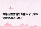 苹果语音信箱怎么用不了（苹果语音信箱怎么用）