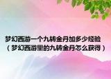 梦幻西游一个九转金丹加多少经验（梦幻西游里的九转金丹怎么获得）