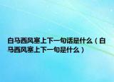 白马西风塞上下一句话是什么（白马西风塞上下一句是什么）