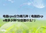电脑cpu分为哪几种（电脑的cpu有多少种?分别是什么?）