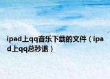 ipad上qq音乐下载的文件（ipad上qq总秒退）