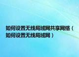 如何设置无线局域网共享网络（如何设置无线局域网）