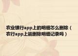农业银行app上的明细怎么删除（农行app上能删除明细记录吗）