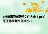 pr如何压缩视频文件大小（pr如何压缩视频文件大小）